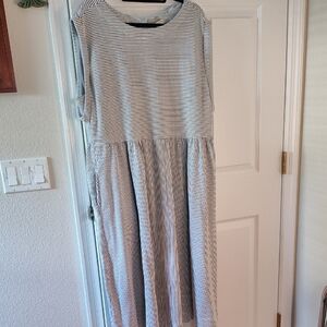 Anthropologie Black and White Striped Midi Dress